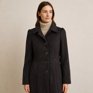 Guess Charcoal Button-Up Coat wool blend - small